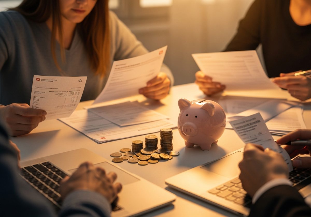 Schweizer Familie spart bei der Krankenkasse &mdash; Fr&auml;nkli z&auml;hlen am K&uuml;chentisch